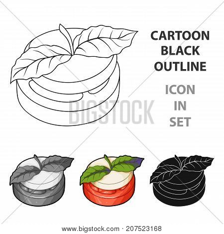 Sandwich vegetarian cuisine.Hamburger tomato and cheese with a leaf of mint.Vegetarian Dishes single icon in cartoon style vector symbol stock web illustration.