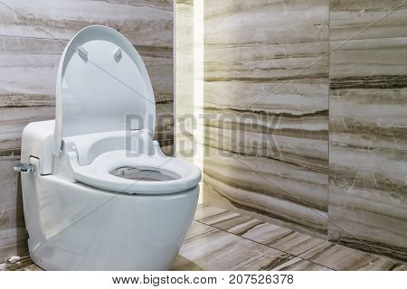 Modern design home bathroom White sanitary ware or toilet bowl in the bathroom