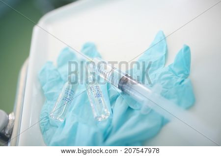 Medical tools in the sterile table ready to use.