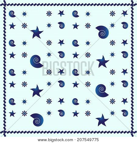 Blue sea shells abstract pattern background stock vector