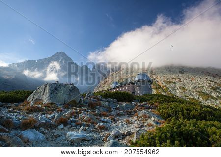 Skalnate pleso in Slovakia. It is a lake located in the High Tatras mountains in the north of Slovakia