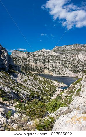 The Calanque de Morgiou one of the biggest calanques located between Marseille and Cassis France