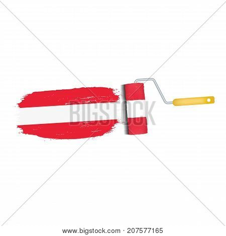 Brush Stroke With Austria National Flag Isolated On A White Background. Vector Illustration. National Flag In Grungy Style. Brushstroke. Use For Brochures, Printed Materials, Logos, Independence Day