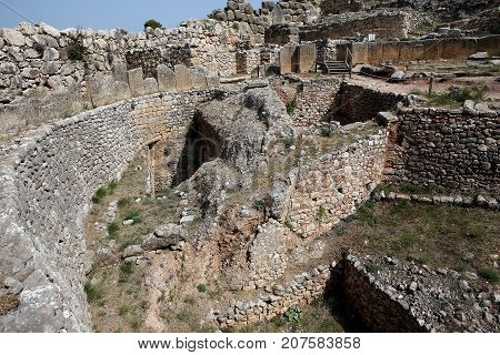 Ruins Of Mycenae City, Mikines, Peloponnese, Greece