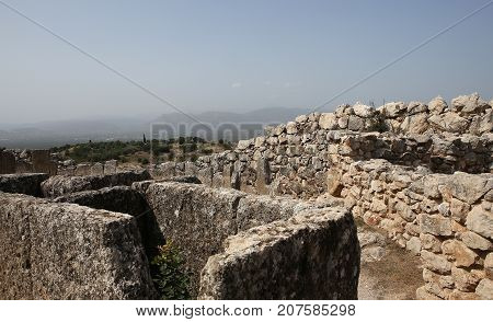 Ruins Of Mycenae City, Mikines, Peloponnese, Greece