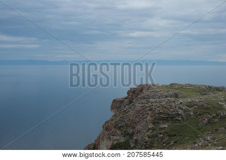 Lake Baikal view in Aya bay in Tangerian steppes