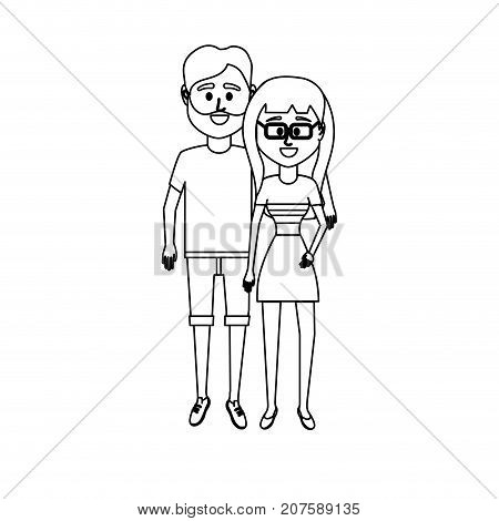 line couple together with clouthes design vector illustration icon