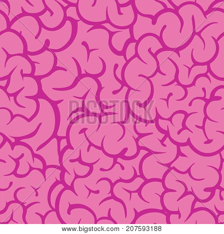Pink guts halloween cartoon style spooky seamless vector background