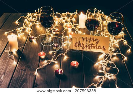 Red Wine And Merry Christmas Card