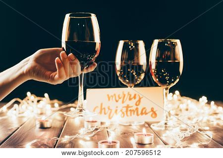 Wineglasses And Christmas Decorations