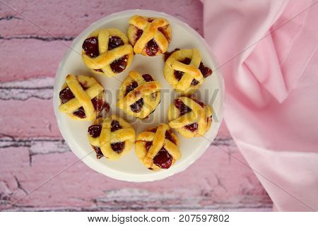 Mini Strawberry Pie Lace Cookies As Dessert