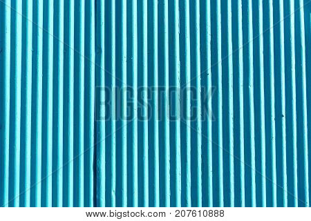 Blue corrugated metal sheet background and texture surface