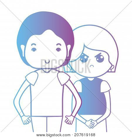 line couple togeter with hairstyle design vector illustration
