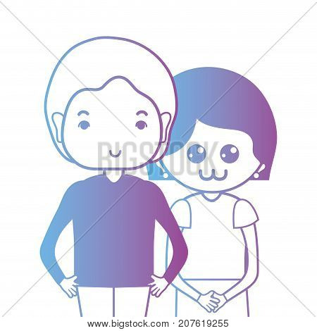 line couple togeter with hairstyle design vector illustration