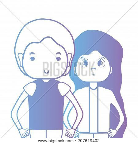 line couple togeter with hairstyle design vector illustration