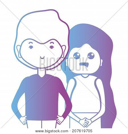 line couple togeter with hairstyle design vector illustration