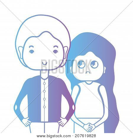 line couple togeter with hairstyle design vector illustration