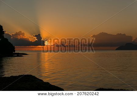 Sunrise in Alcudia on the island of Mallorca, Spain