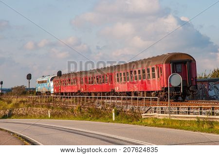 Old Danish Vintage Train On Island Of Masnedoe In Denmark