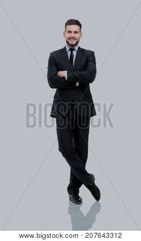 Handsome businessman standing  isolated on white background