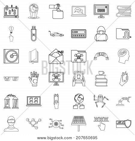 Elearning icons set. Outline style of 36 elearning vector icons for web isolated on white background