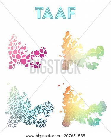 Taaf Polygonal Map. Mosaic Style Maps Collection. Bright Abstract Tessellation, Geometric, Low Poly,