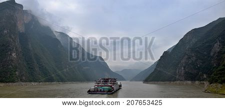 Majestic Three Gorges and Yangtze River in Hubei province in China.