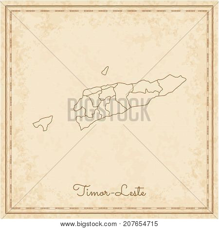 Timor-leste Region Map: Stilyzed Old Pirate Parchment Imitation. Detailed Map Of Timor-leste Regions