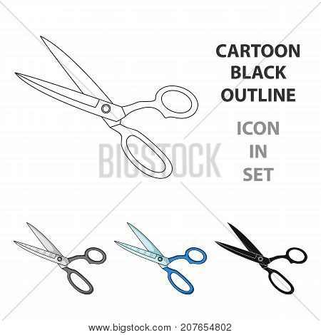 Metal scissors with blue handles.Sewing or tailoring tools kit single icon in cartoon style vector symbol stock web illustration.