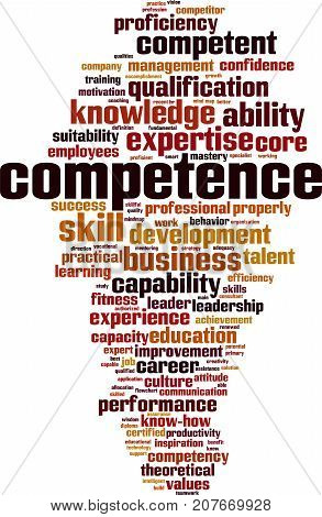 Competence word cloud concept. Vector illustration on white
