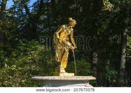 Fountain Of Danaid In The Autumn Sunny Day On September 28, 2017 In Peterhof, Russia