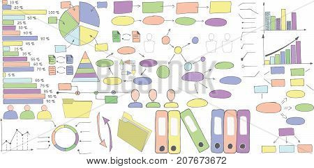 Hand Drawn Infographic Set. Vector Illustration With Charts
