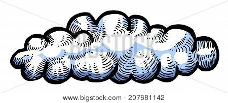 Cartoon image of Cloud Icon. An artistic freehand picture.