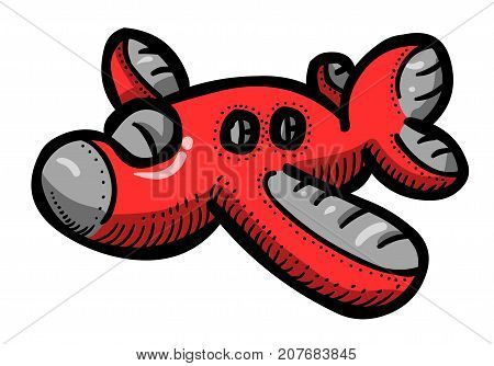 Cartoon image of Airplane Icon. Plane symbol. An artistic freehand picture.