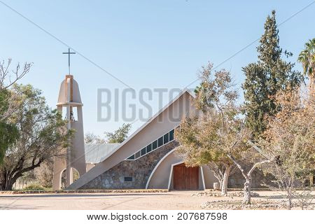 ASKHAM SOUTH AFRICA - JULY 6 2017: The Dutch Reformed Church in Askham a small town in the Northern Cape Province of South Africa