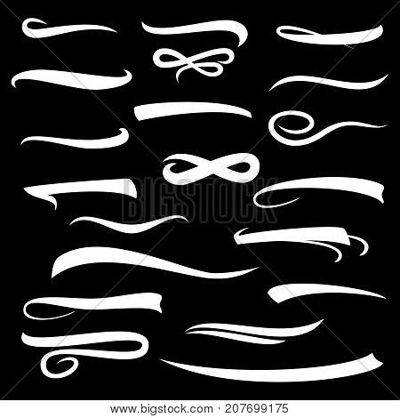 Underlines Lettering Lines Set Isolated On White Background. Vintage Elements For Your Design. Vector illustration Handwritten Mark.