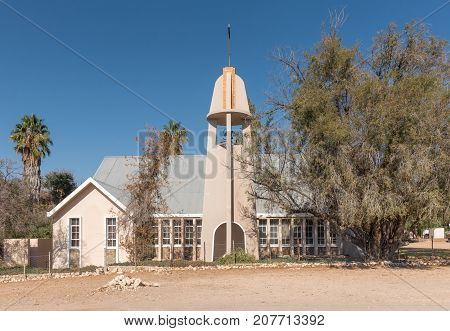 ASKHAM SOUTH AFRICA - JULY 6 2017: The Dutch Reformed Church in Askham a small town in the Northern Cape Province of South Africa