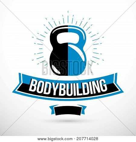 Bodybuilding competition concept vector kettle bell symbol.