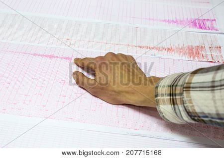 Seismological Activity Lines Human Hand