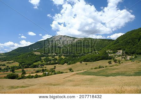 Summer landscape at Montecopiolo (Montefeltro Pesaro Urbino Marches Italy)