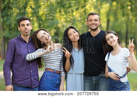 Happy Friends Men And Women With Facial Expressions And Gestures