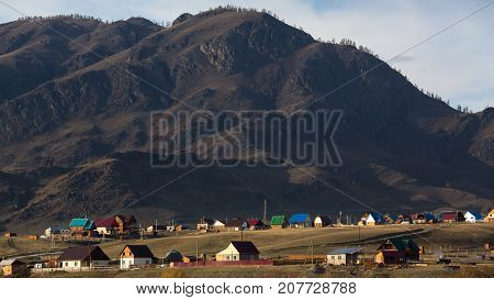 Village at mountains of Altai Republic, Russia.