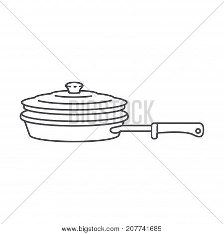 stewpan with handle and lid monochrome silhouette vector illustration