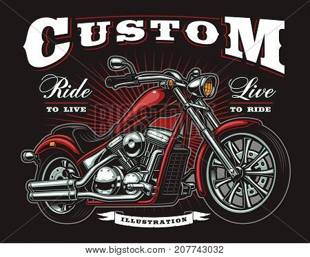 Vintage t-shirt design with american classic chopper motorcycle. All elements is on the separate layer.