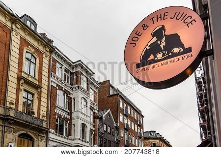 Sign of a Danish coffee shop founded by Kasper Basse Copenhagen Sepember 21 2017