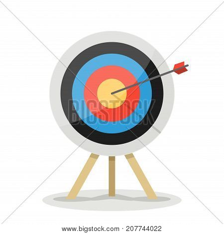 Target with arrow. Business success concept. Vector flat target isolated icon.