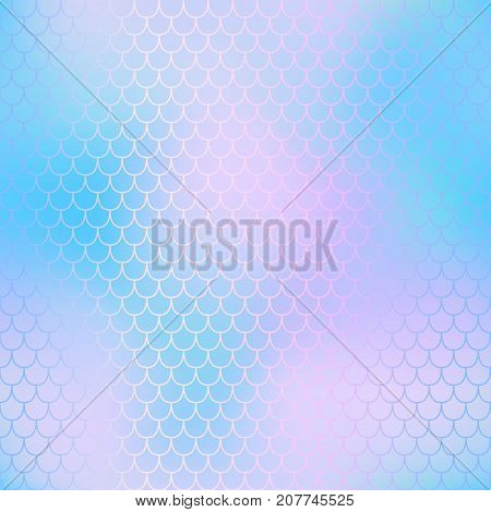 Magic mermaid fishscale pattern. Abstract blurry vector background. Fantastic fish skin seamless pattern. Mermaid scale background. Pastel colors fish scale seamless tile. Purple blue blurred mesh
