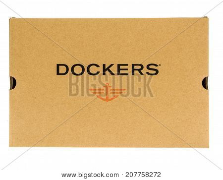 Winneconne WI - 1 October 2017: A Dockers shoe box on an isolated background.
