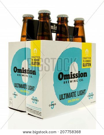 Winneconne WI - 4 October 2017: A Six pack of Omission beer on an isolated background.