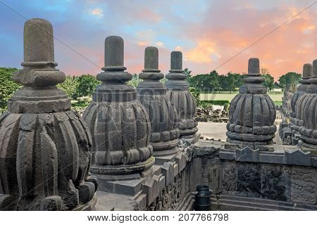 Prambanan or Candi Rara Jonggrang is a Hindu temple compound in Java, Indonesia, dedicated to the Trimurti: the Creator (Brahma), the Preserver (Vishnu) and the Destroyer (Shiva)